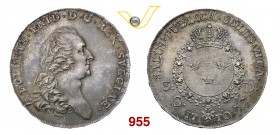 SVEZIA ADOLFO FEDERICO (1751-1771) Riksdaler 1770. Kr. 345 Dav. 1733 Ag g 29,35 • Bella patina SPL