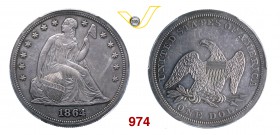 U.S.A. Dollaro 1864. Ag • PCGS PR62 • Bella patina SPL/q.FDC, proof