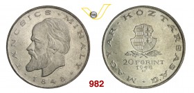 UNGHERIA REPUBBLICA 20 Fiorini 1948. Kr. 539 Dav. 129A Ag g 27,92 q.FDC