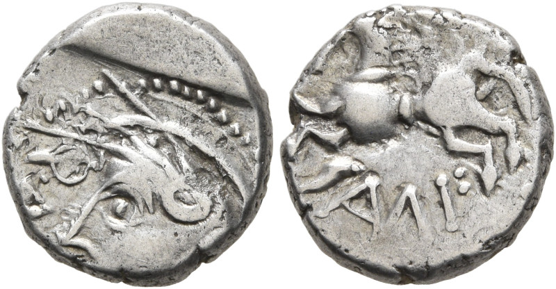 CENTRAL GAUL. Sequani. 1st century BC. Quinarius (Silver, 12 mm, 2.01 g, 4 h). Q...