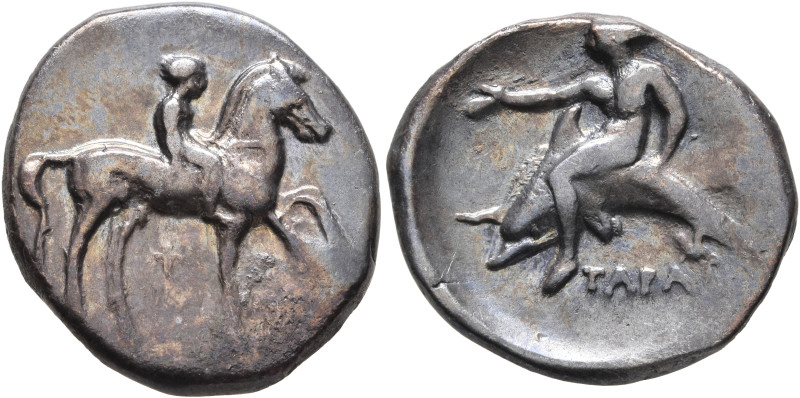 CALABRIA. Tarentum. Circa 365-355 BC. Didrachm or Nomos (Silver, 22 mm, 7.77 g, ...