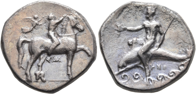 CALABRIA. Tarentum. Circa 330-325 BC. Didrachm or Nomos (Silver, 21 mm, 7.78 g, ...