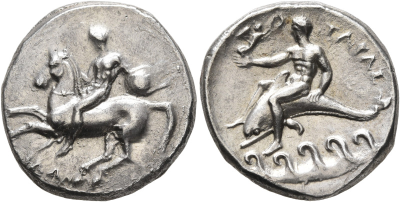 CALABRIA. Tarentum. Circa 280-272 BC. Didrachm or Nomos (Silver, 22 mm, 7.74 g, ...