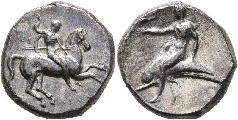 CALABRIA. Tarentum. Circa 280-272 BC. Didrachm or Nomos (Silver, 20 mm, 7.80 g, ...