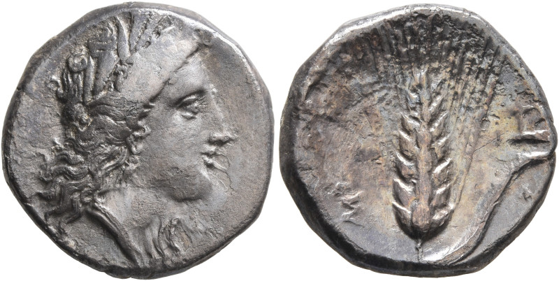 LUCANIA. Metapontion. Circa 330-290 BC. Nomos (Silver, 20 mm, 7.53 g, 3 h). Head...