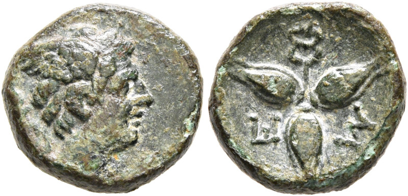 LUCANIA. Metapontion. Circa 300-250 BC. AE (Bronze, 12 mm, 1.52 g, 12 h). Head o...