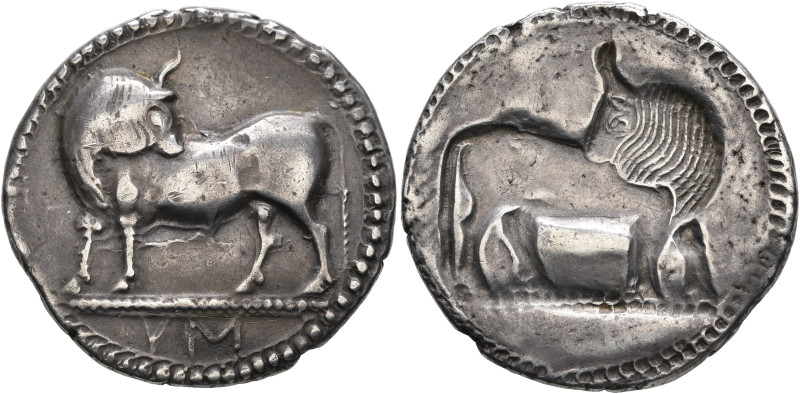 LUCANIA. Sybaris. Circa 550-510 BC. Stater (Silver, 28 mm, 8.08 g, 12 h). VM Bul...