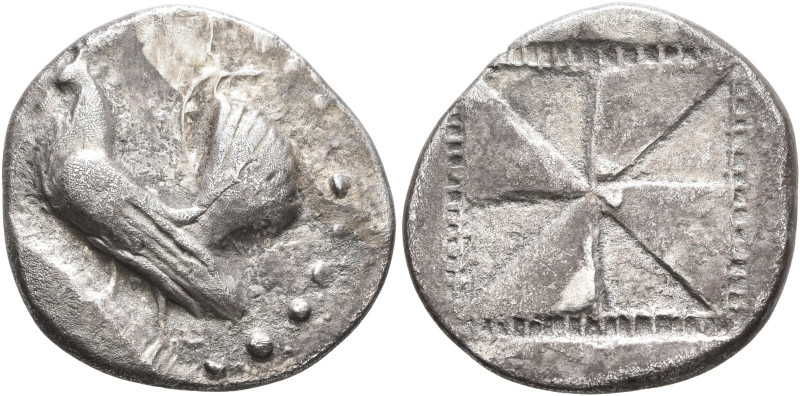 SICILY. Himera. Circa 530-520/15 BC. Drachm (Silver, 22 mm, 5.43 g). Rooster sta...