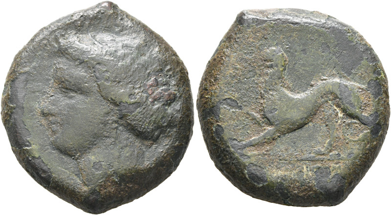 SICILY. Kentoripai. 354/3-344 BC. AE (Bronze, 30 mm, 26.62 g, 12 h). Head of nym...