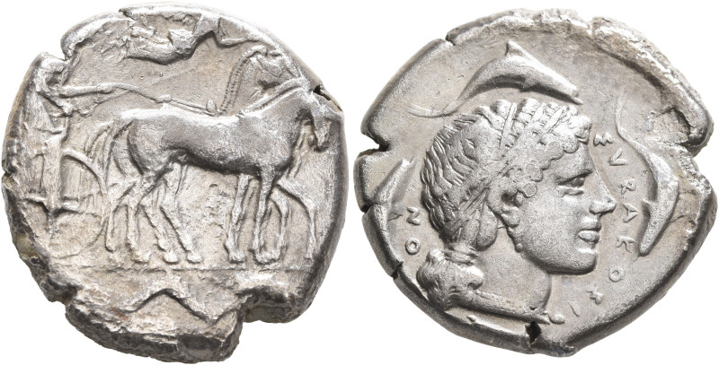 SICILY. Syracuse. Second Democracy, 466-405 BC. Tetradrachm (Silver, 26 mm, 16.6...