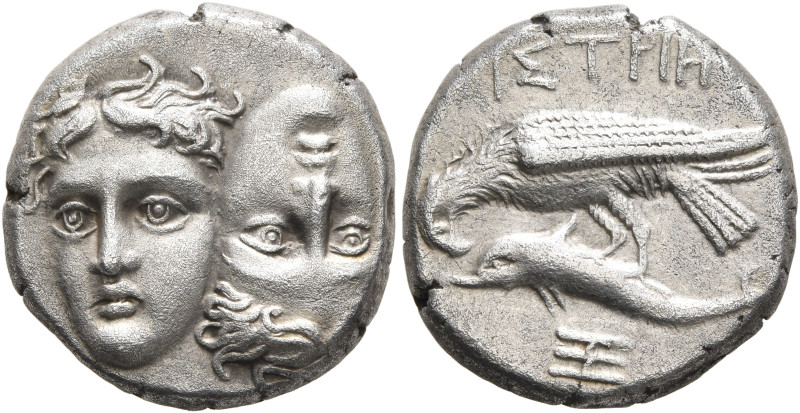 MOESIA. Istros. Circa 380-340 BC. Drachm (Silver, 18 mm, 6.82 g, 12 h). Two faci...