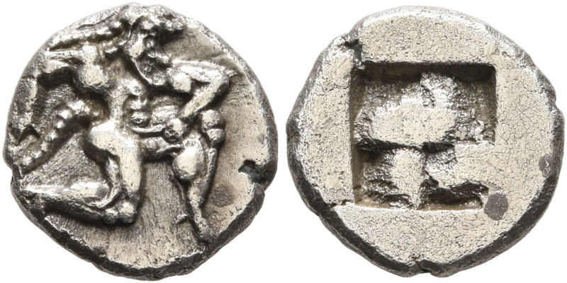 ISLANDS OFF THRACE, Thasos. Circa 500-480 BC. Diobol (Silver, 11 mm, 1.11 g). Sa...