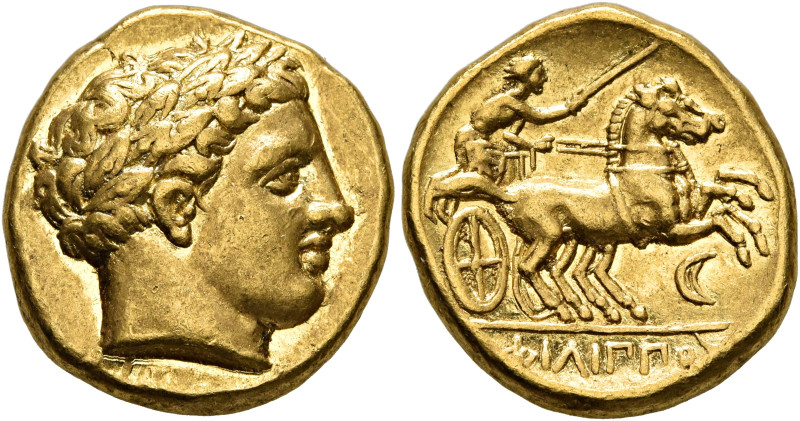 KINGS OF MACEDON. Philip II, 359-336 BC. Stater (Gold, 17 mm, 8.59 g, 12 h), Amp...