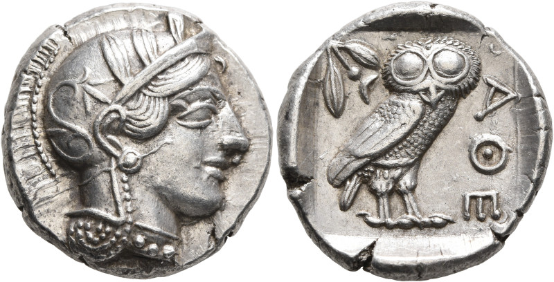 ATTICA. Athens. Circa 430s-420s BC. Tetradrachm (Silver, 25 mm, 17.19 g, 7 h). H...