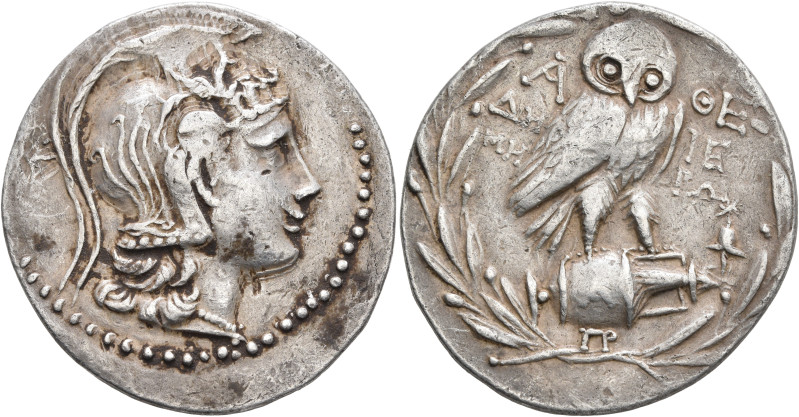 ATTICA. Athens. Circa 165-42 BC. Tetradrachm (Silver, 35 mm, 16.60 g, 12 h), Dem...