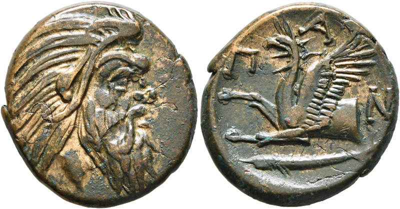 CIMMERIAN BOSPOROS. Pantikapaion. Circa 310-304/3 BC. AE (Bronze, 22 mm, 7.35 g,...