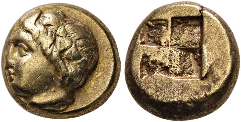 IONIA. Phokaia. Circa 387-326 BC. Hekte (Electrum, 9 mm, 2.54 g). Head of young ...