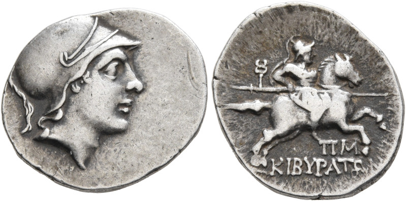 PHRYGIA. Kibyra. Circa 166-84 BC. Drachm (Silver, 18 mm, 2.54 g, 11 h), Cistopho...