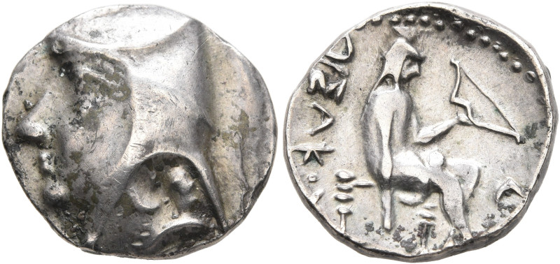 KINGS OF PARTHIA. Arsakes I, 247-211 BC. Drachm (Silver, 17 mm, 4.11 g, 12 h), H...