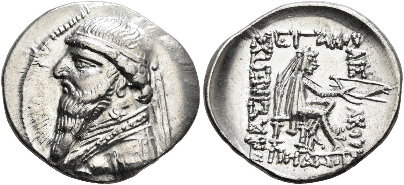 KINGS OF PARTHIA. Mithradates II, 121-91 BC. Drachm (Silver, 22 mm, 4.11 g, 12 h...