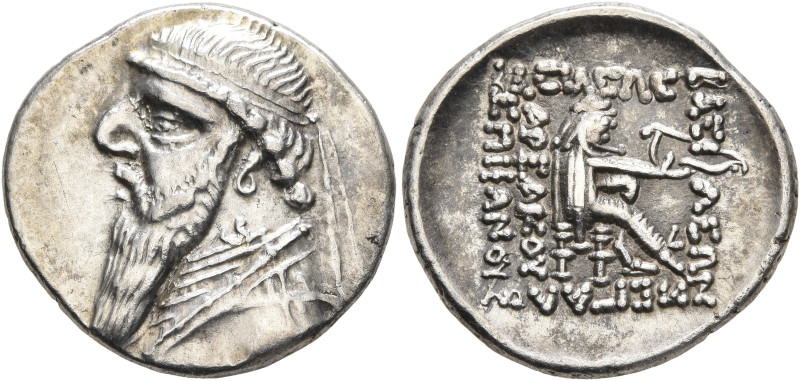 KINGS OF PARTHIA. Mithradates II, 121-91 BC. Drachm (Silver, 20 mm, 4.13 g, 12 h...