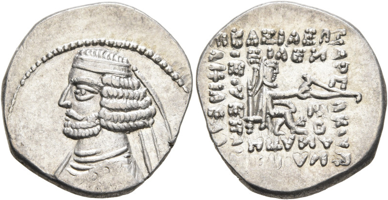 KINGS OF PARTHIA. Orodes II, circa 57-38 BC. Drachm (Silver, 20 mm, 4.08 g, 12 h...