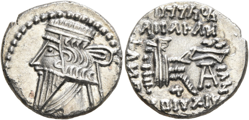 KINGS OF PARTHIA. Mithradates V, circa AD 140. Drachm (Silver, 17 mm, 3.24 g, 12...