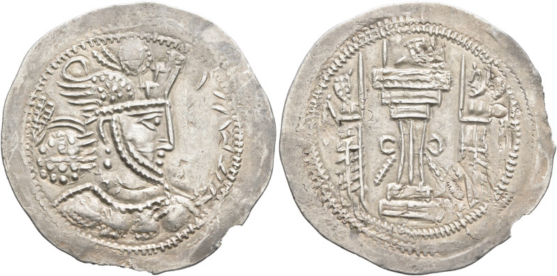 SASANIAN KINGS. Bahram IV, 388-399. Drachm (Silver, 32 mm, 4.13 g, 3 h), Marw. W...