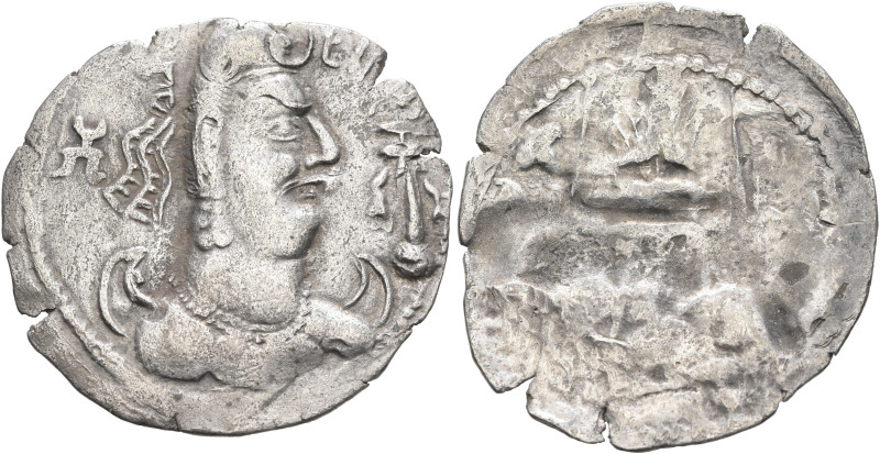 HUNNIC TRIBES, Alchon Huns. Javukha, circa 450-500. Drachm (Silver, 30 mm, 3.51 ...