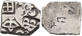 INDIA, Mauryan Empire. Bindusara, circa 297-272 BC. Karshapana (Silver, 13x15 mm, 3.37 g). Five punches, including bow with arrow, sun symbol, six-arm...