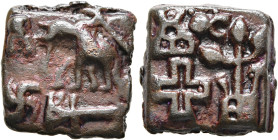 INDIA, Post-Mauryan (Sunga). Sunga Kingdom. Uncertain king, circa 2nd century BC. AE (Bronze, 14x14 mm, 4.61 g). Elephant advancing left with indradha...