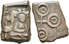 INDIA, Post-Mauryan (Malwa). Ujjain. 1st century BC. AE (Bronze, 17x12 mm, 4.72 g). Goddess Lakshmi seated facing, flanked by two elephants standing o...