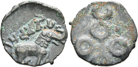 INDIA, Post-Mauryan (Deccan). Satavahanas (Andhras). Vasisthiputra Pulumavi, circa 78-114. AE (Bronze, 18 mm, 2.63 g, 9 h). RANO SRI PULUMAVISA ('King...
