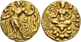 INDIA, Gupta Empire. First Dynasty. Chandragupta II Vikramaditya, circa 380-413. Dinar (Gold, 18 mm, 7.81 g, 12 h). DEVA SRI MAHARAJADHIRAJA SRI CHAND...