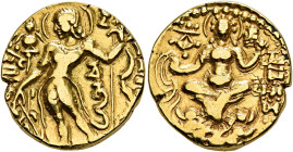 INDIA, Gupta Empire. First Dynasty. Chandragupta II Vikramaditya, circa 380-413. Dinar (Gold, 18 mm, 7.71 g, 12 h). DEVA SRI MAHARAJADHIRAJA SRI CHAND...