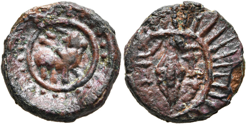 INDIA, Post-Gupta (Deccan). Uncertain. Circa 6th century. AE (Bronze, 14 mm, 2.0...