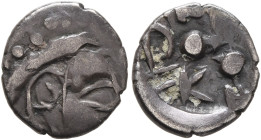 LOCAL ISSUES, Punjab. Multan. Tapanasa, circa 650-700. Damma (Silver, 11 mm, 0.80 g), circa 675-685. Stylized head to right; above, pellets. Rev. SRI ...