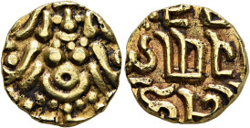 INDIA, Medieval. Bengal (Palas). Mahi Pala I and later, circa 988-1161. Dinar (Gold, 14 mm, 4.14 g). Goddess Lakshmi seated facing. Rev. SRIMAN MAHIPA...
