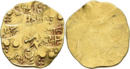 INDIA, Medieval. Chalukyas of Kalyani. 12th century. Pagoda (Gold, 23 mm, 3.63 g). Several punches with differing symbols. Rev. Blank. Mitchiner, Karn...
