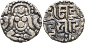 INDIA, Medieval. Kalachuris of Tripuri. Gangeya Deva, circa 1015-1041. Dinar (Electrum, 17 mm, 3.78 g). Goddess Lakshmi seated facing. Rev. SRIMAD GAN...