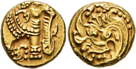 INDIA, Medieval. Gangas of Talakad (Western Gangas). Circa 1080-1138. Pagoda (Gold, 13 mm, 3.88 g). Caparisoned elephant standing right. Rev. Floral s...