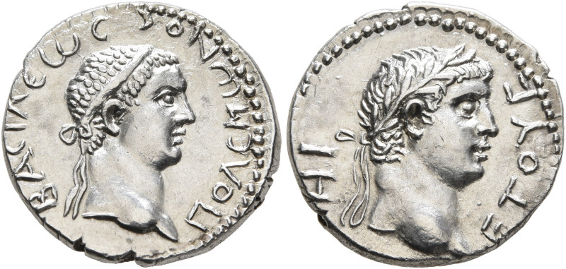 KINGS OF PONTUS. Polemo II, with Nero, 38-64. Drachm (Silver, 17 mm, 3.52 g, 6 h...