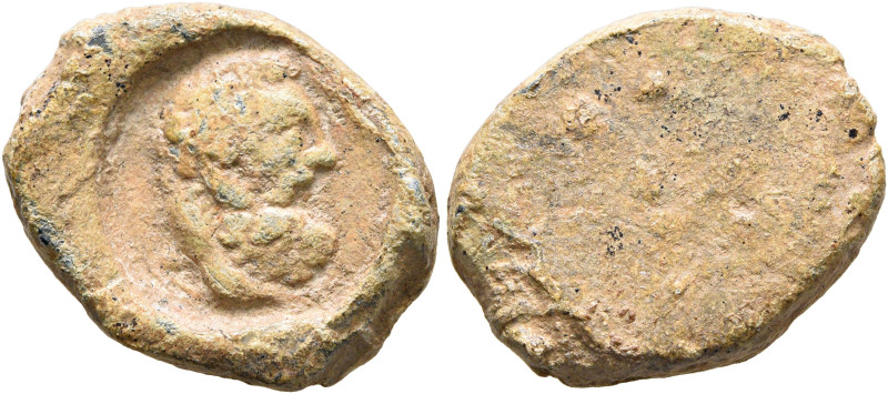 ASIA MINOR. Uncertain. 2nd-3rd centuries. Tessera (Lead, 19 mm, 6.73 g). Bearded...