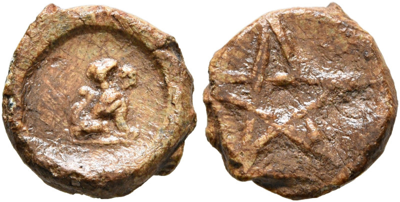 ASIA MINOR. Uncertain. 2nd-3rd centuries. Tessera (Lead, 10 mm, 1.08 g). Sphinx ...