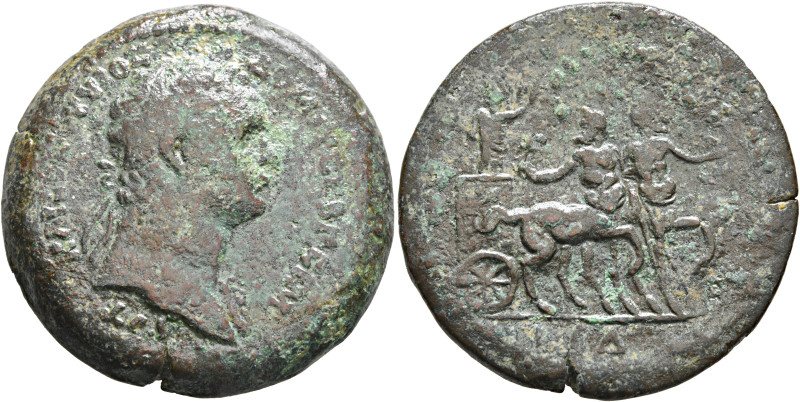 EGYPT. Alexandria. Domitian, 81-96. Drachm (Bronze, 36 mm, 28.05 g, 12 h), RY 14...