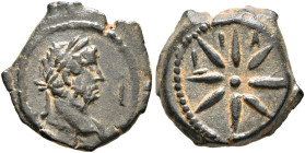 EGYPT. Alexandria. Hadrian, 117-138. Dichalkon (Bronze, 11 mm, 1.09 g), RY 11 = 126/7. Laureate head to Hadrian to right, with slight drapery on his l...