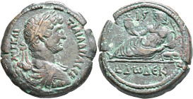 EGYPT. Alexandria. Hadrian, 117-138. Drachm (Bronze, 35 mm, 26.06 g, 12 h), RY 12 = 127/8. ΑΥΤ ΚΑΙ ΤΡΑΙ ΑΔΡΙΑ CЄΒ Laureate, draped and cuirassed of Ha...