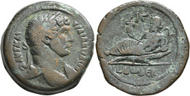 EGYPT. Alexandria. Hadrian, 117-138. Drachm (Bronze, 33 mm, 25.33 g, 12 h), Alexandria, RY 12 = 127/8. ΑΥΤ ΚΑΙ ΤΡΑΙ ΑΔΡΙΑ CЄΒ Laureate and draped bust...