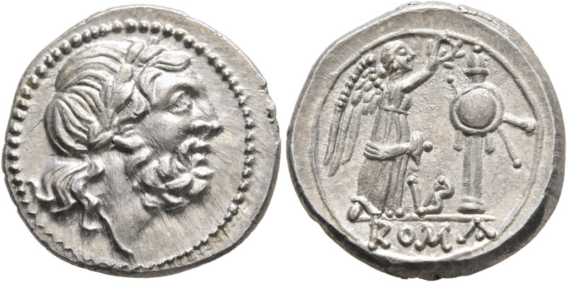 Anonymous, circa 211-208 BC. Victoriatus (Silver, 18 mm, 3.36 g, 4 h), uncertain...