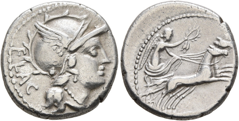 L. Rutilius Flaccus, 77 BC. Denarius (Silver, 17 mm, 3.85 g, 6 h), Rome. FLAC He...